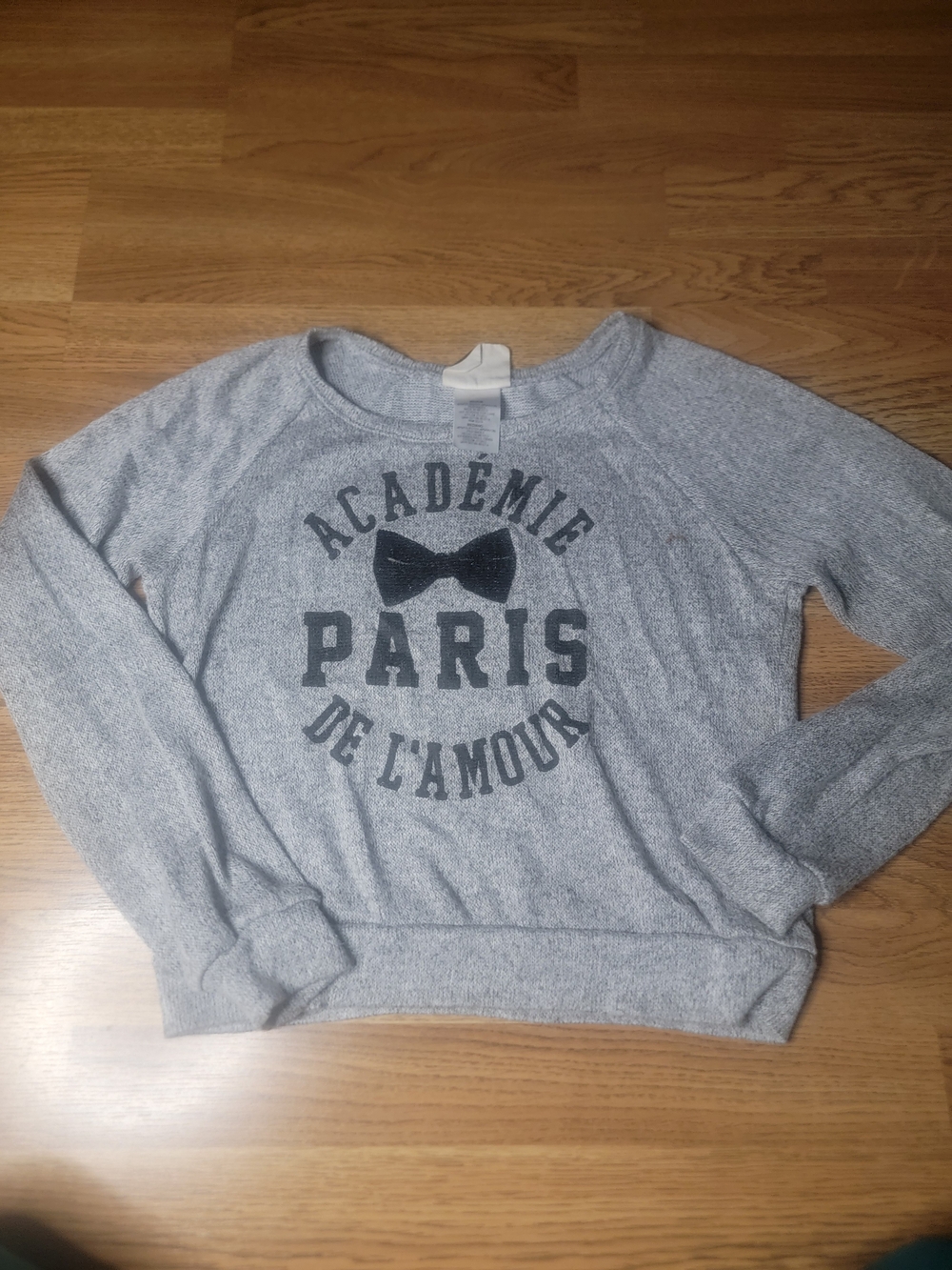 Modern Lux Gray Paris Bow Graphic Crewneck Sweater